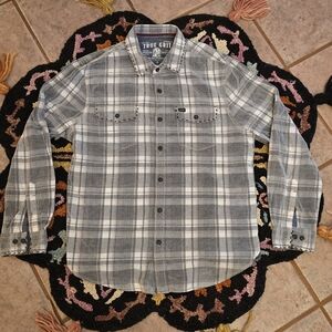 🔥🔥True Grit Men's Blue and White Plaid Shirt🔥🔥 Size L